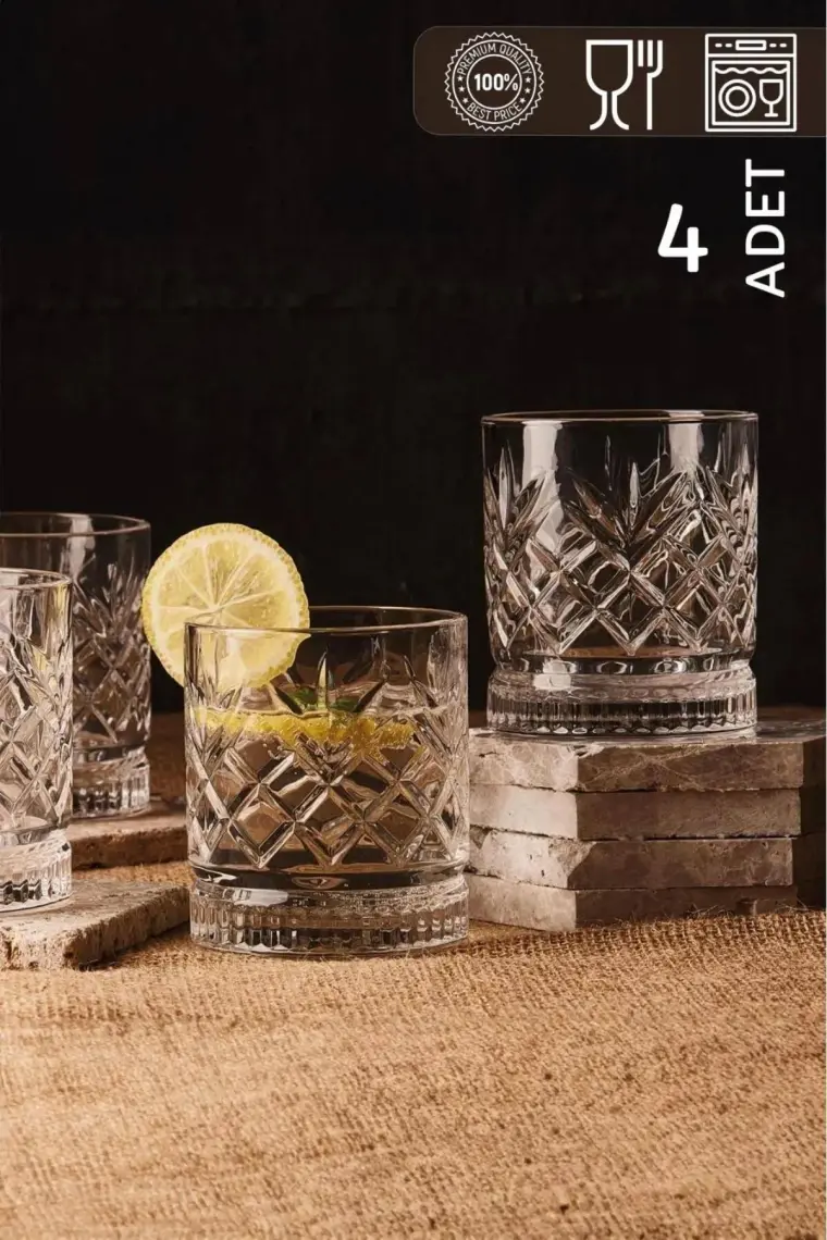 Homenıva Agave 4’lü Cam Bardak Seti 220 ml
