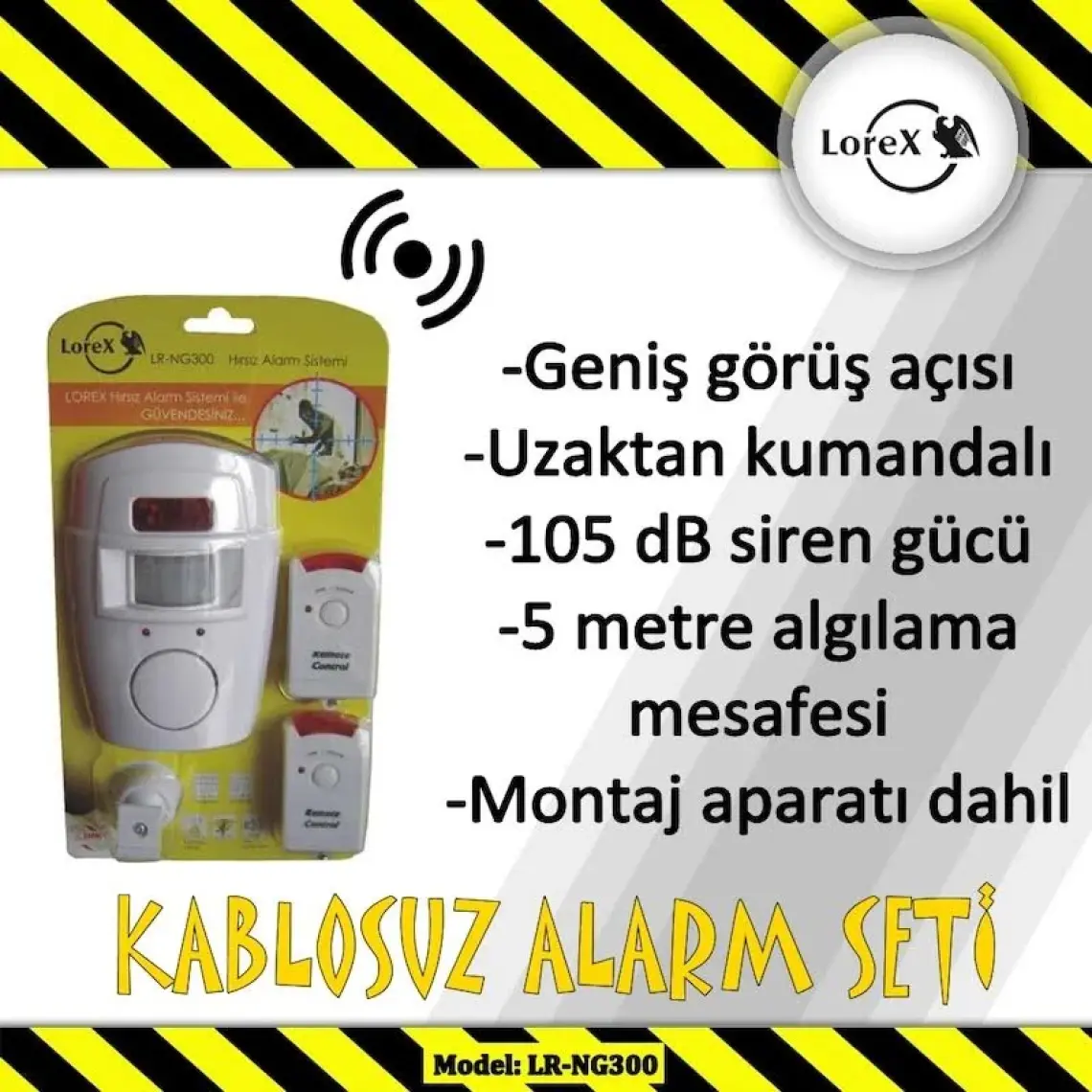 Lorex LR-NG300 Hareket Sensörlü Uzaktan Kumandalı Alarm Seti