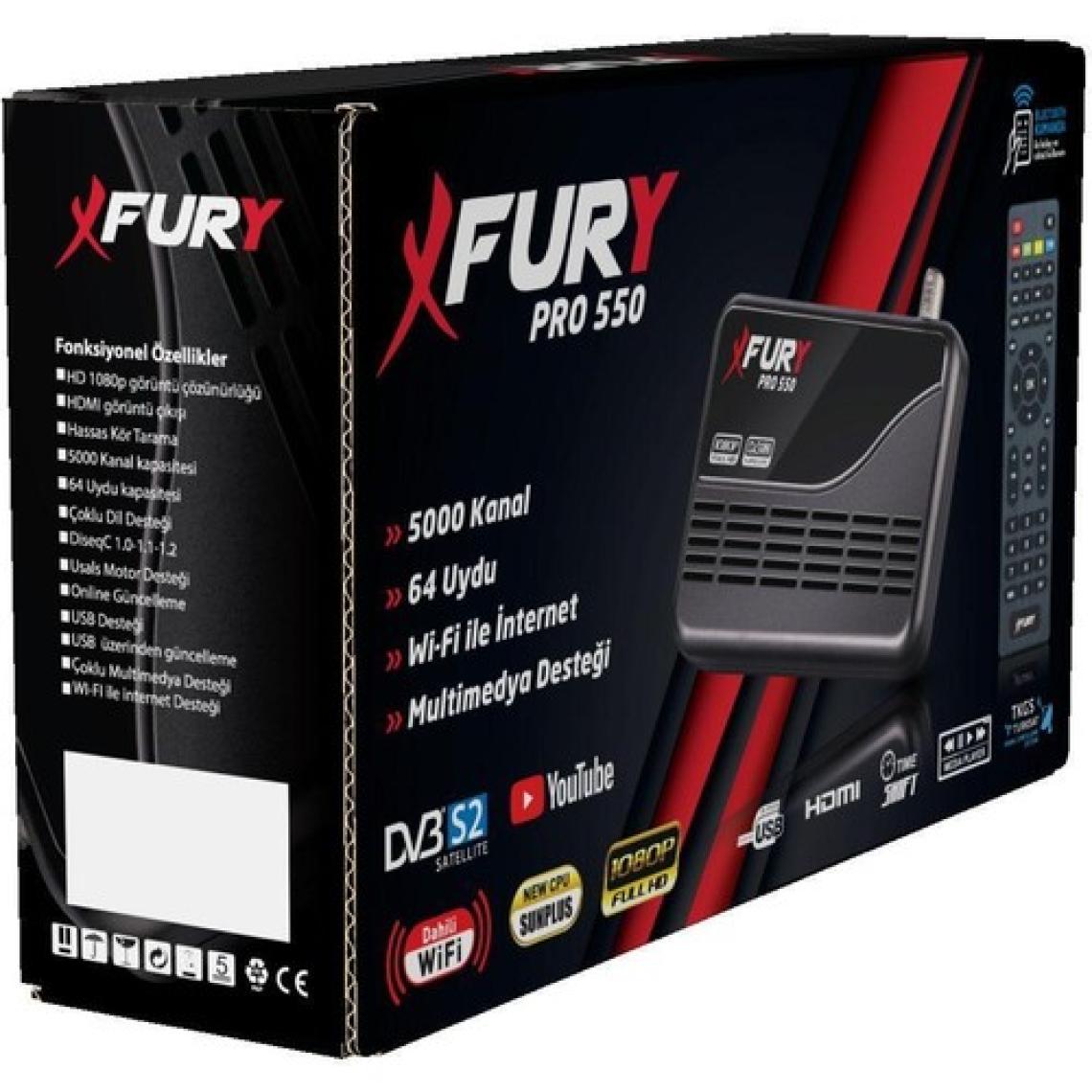 Fury Çanaklı-Çanaksız Wi-fi Dahil Full Hd Sınırsız Sineme Paketli Tak Çalıştır Uydu Alıcısı