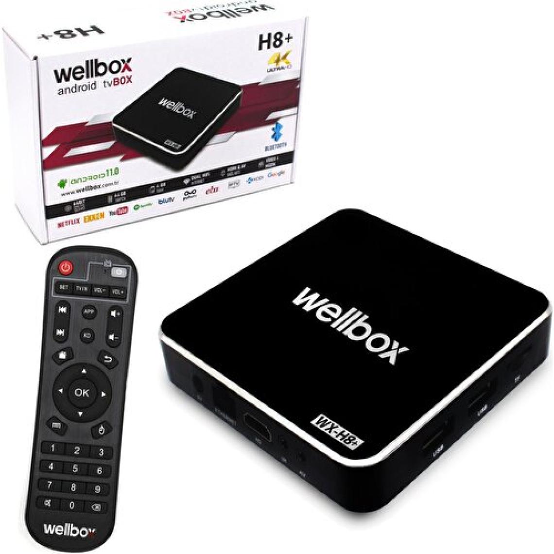 Wellbox Android Tv Box 4K Netflix Wifi Bluetooth Ethernet Sd 4gb Ram 64GB Hafıza Wellbox Wx-H8+