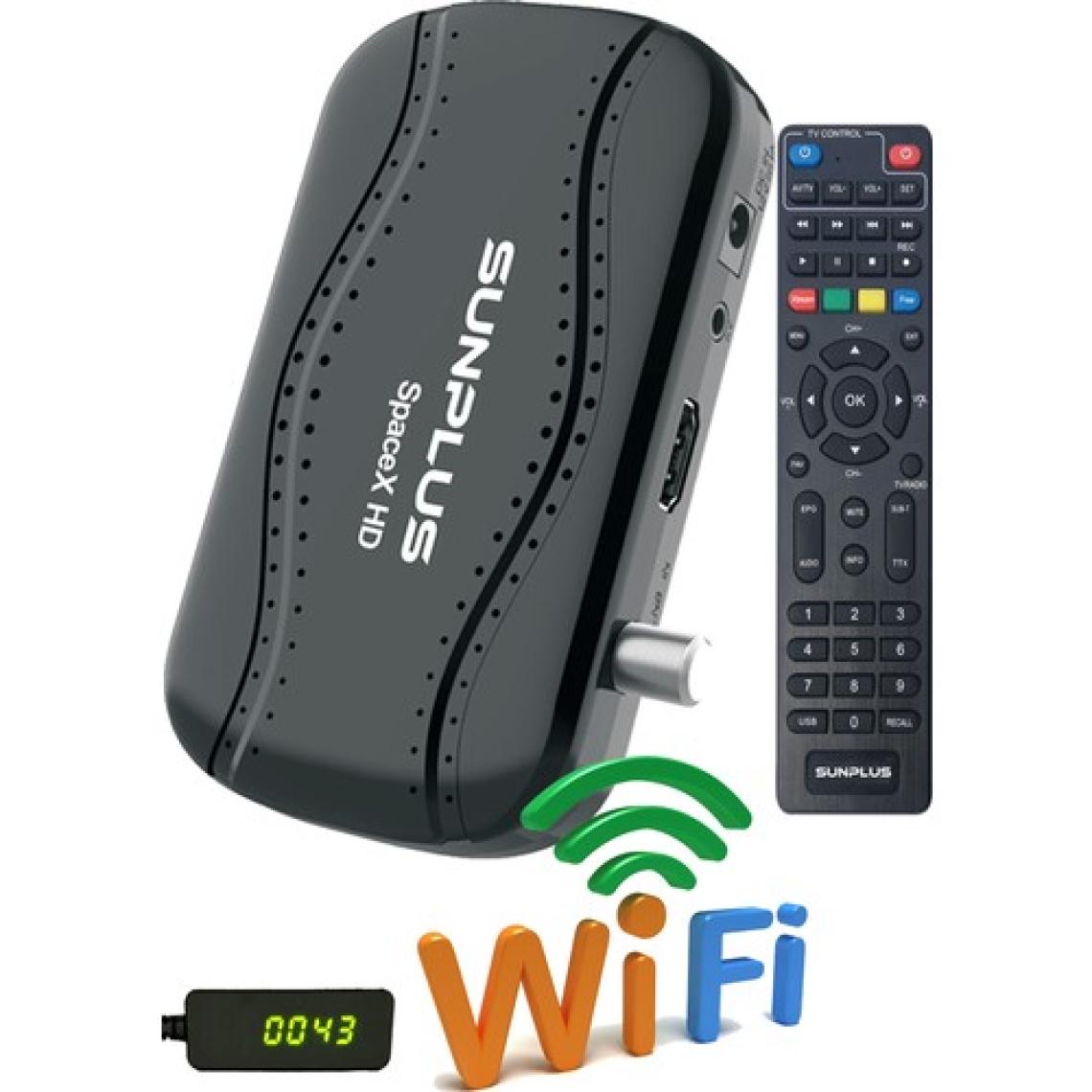 Sunplus Spacex Çanaklı-Çanaksız Dahili Wi-Fi Full Hd Sinema Paketili Uydu Alıcısı Akıllı Kumanda