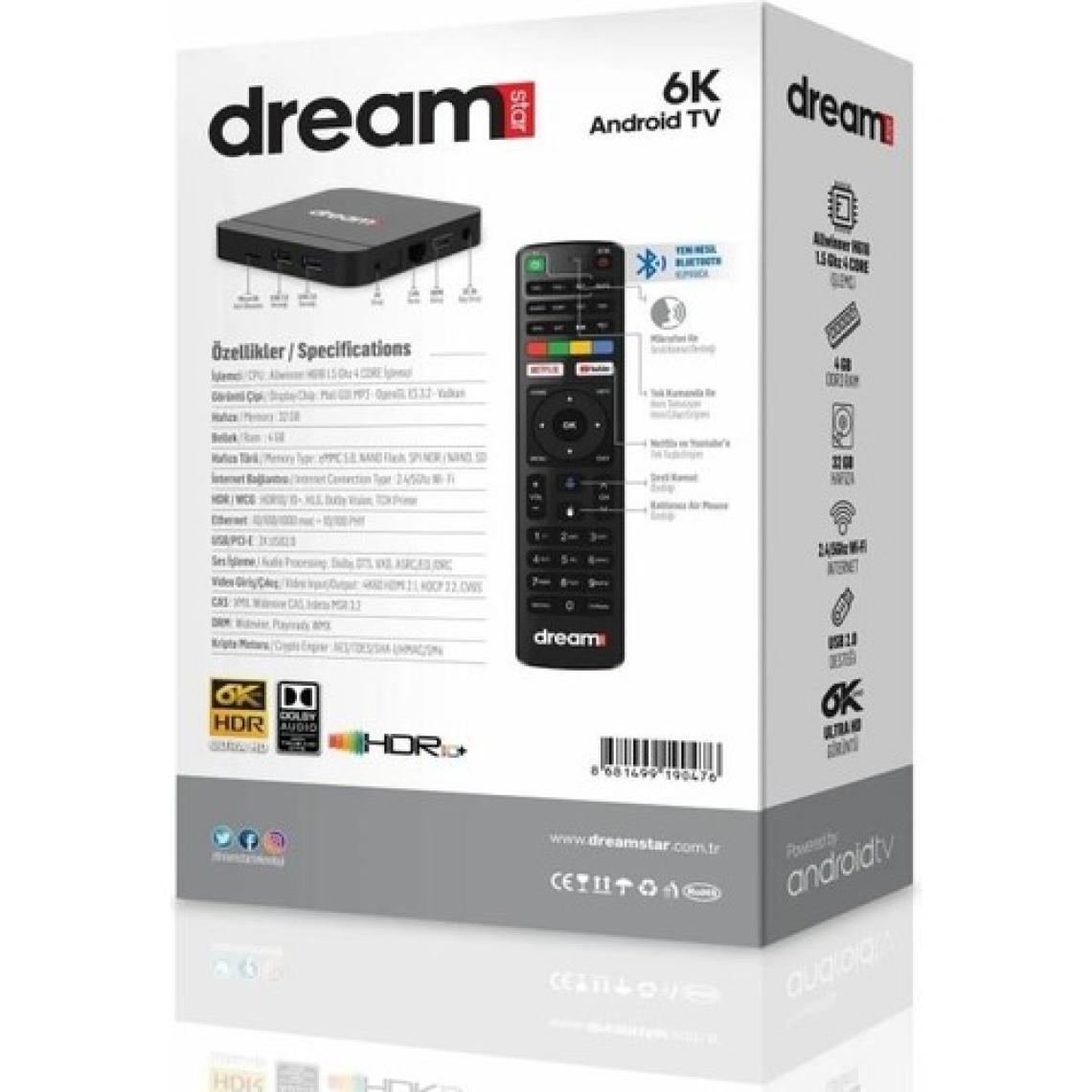 Dreamstar I4 6k Android Tv Box 4gb Ram 32GB Hafıza Android 12