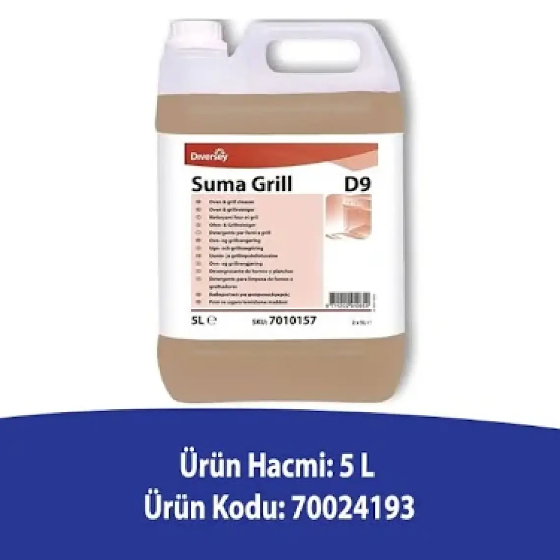 Diversey Suma Grill D9 Ağır Yağ Çözücü Fırın Temizleme 5 Litre
