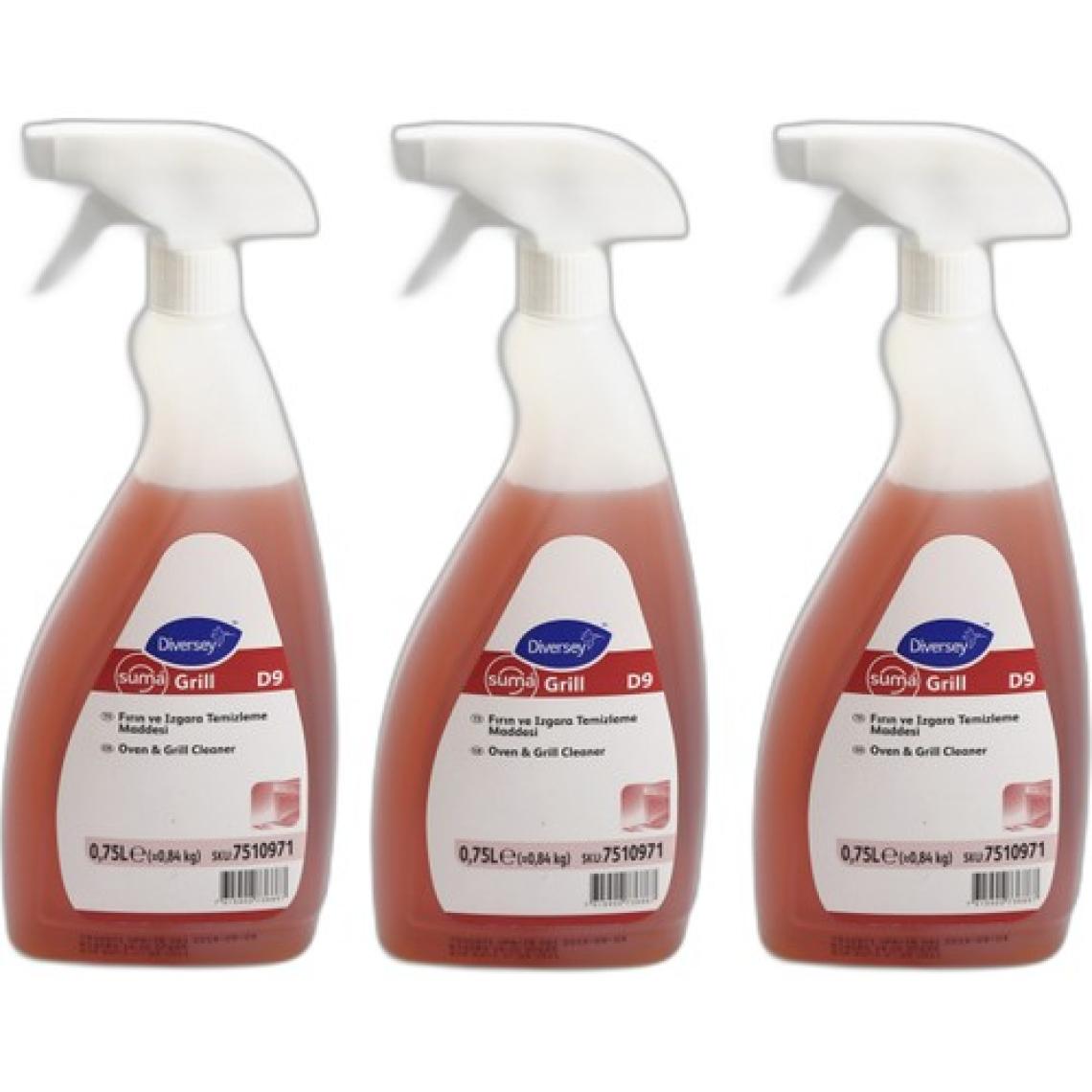 Diversey Suma Grill D9 Ağır Yağ Çözücü Fırın Temizleyici 750 ml X3 Adet