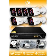 Elitcam 6 Kameralı Kare 6 Dış Kamera Set 500 GB HDD Full HD Gece Görüşlü Güvenlik Kamerası Sistemi