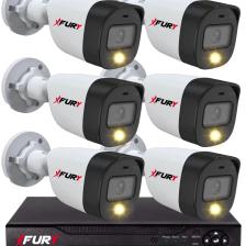FURY 6 Kameralı 5Mp Lens 2 Mp Görüntü Gece Renkli Full Hd Ultra Led Akıllı Güvenlik Kamerası Seti 320GB