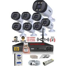 Ids 8 Kameralı 5mp Lensli 1080P Fullhd Gece Renkli Full Kamera Seti - Su Geçirmez - Cepten Izle