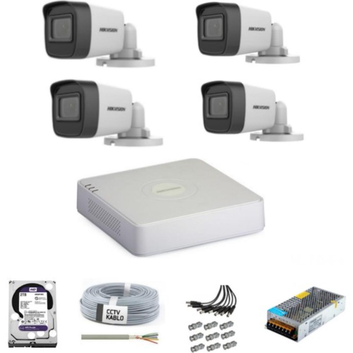 Hikvision Haıkon 4 Kameralı Güvenlik Kamera Hazır Set 1tb 7/24 Hdd- 1tb Kayıt Kapasiteli Sistem