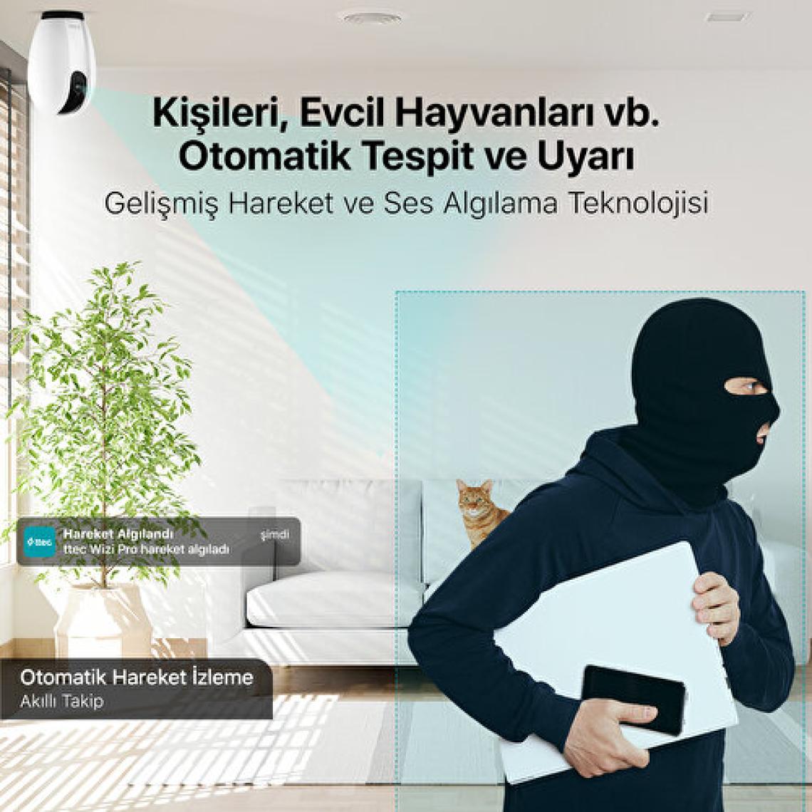 Ttec Wizi Pro Full Hd 360 Derece Tak Çalıştır Wi-Fi Akıllı  Kamera