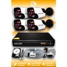 Elitcam 4 Kameralı Panda 4 Dış Kamera Set 320 GB HDD Full HD Gece Görüşlü Güvenlik Kamerası Sistemi