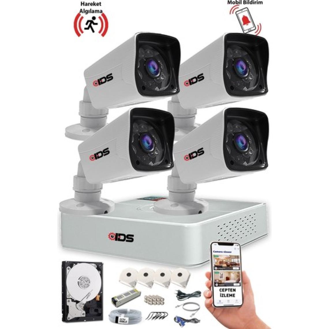 IDS 5mp Sony Lensli 4 Kameralı Fullhd Gece Görüşlü Güvenlik Kamerası Sistemi B2033