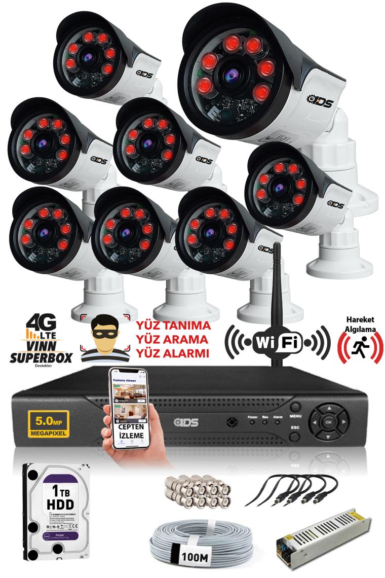 Ids 8 Kameralı 5mp Sony Lensli 1080P Fullhd Güvenlik Kamerası Sistemi - Cepten Izle - 1tbdış
