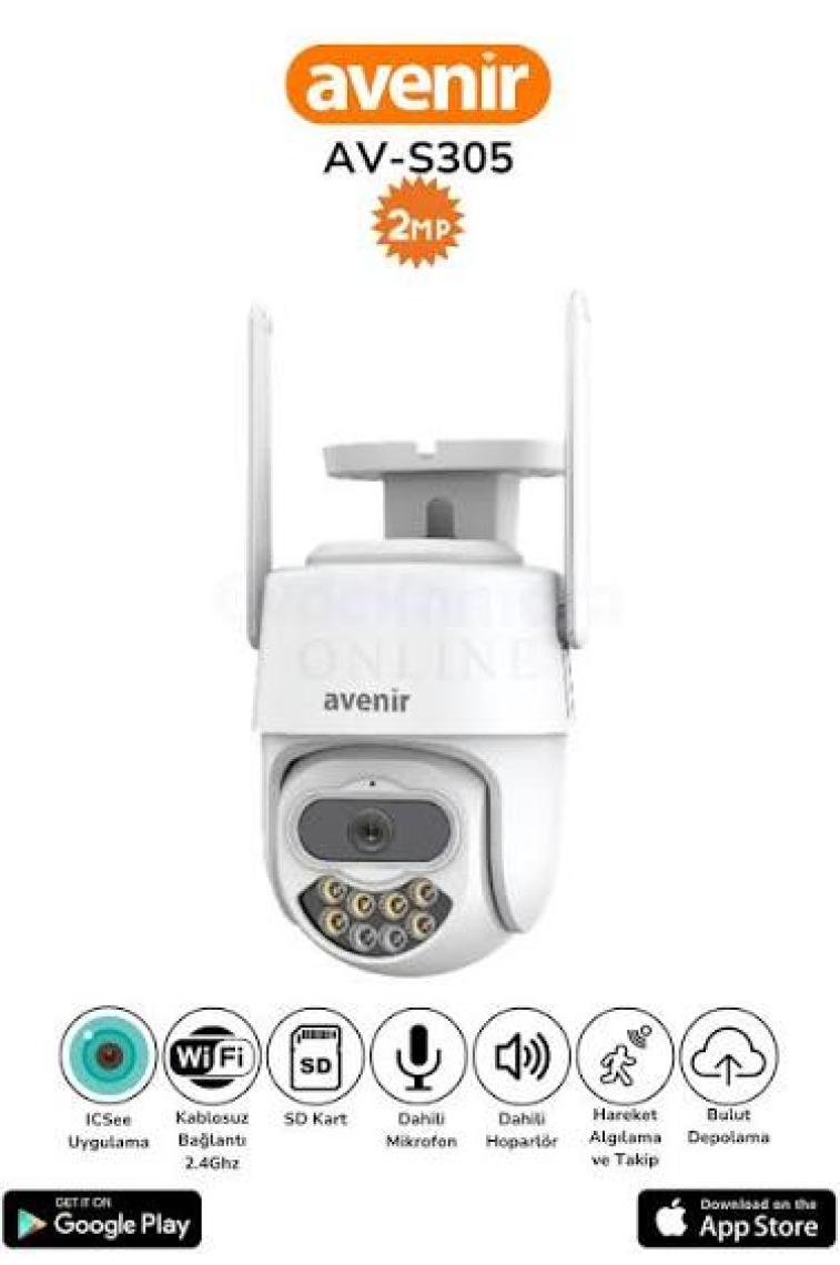 Avenir AV-S305 Gece Görüşlü Ptz 360° Hareketli Wifi Akıllı Kamera