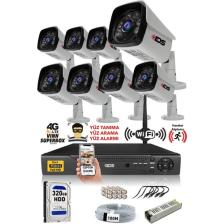IDS 8 Kameralı Set - 5 Mp Sony Lensli Full HD Gece Görüşlü Güvenlik Kamerası Sistemi 320 Dış