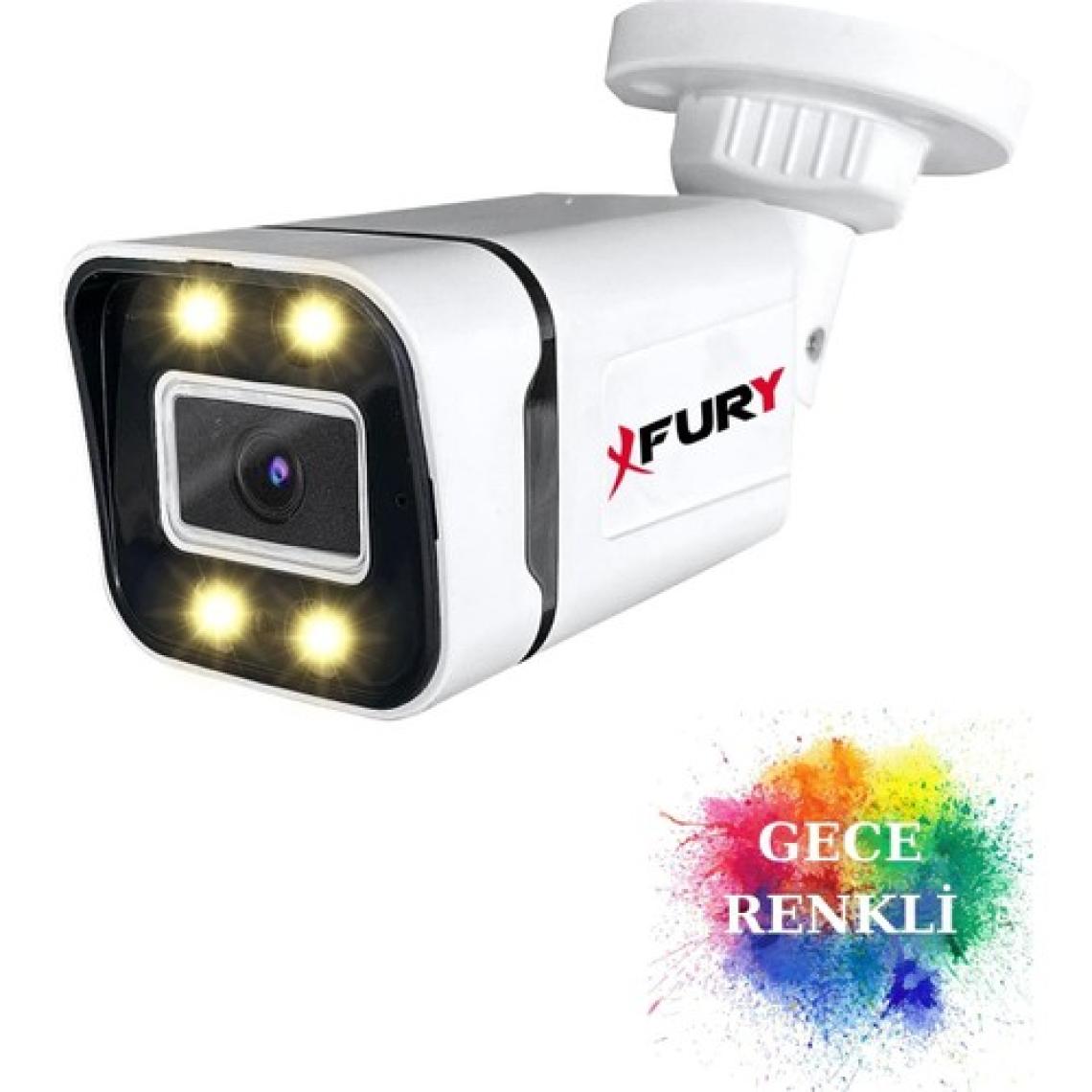 Fury 8 Kameralı 1080P Görüntü Gece Renkli Full Hd 4 x Ultra LED Gece Renkli Güvenlik Kamerası Seti 500 GB