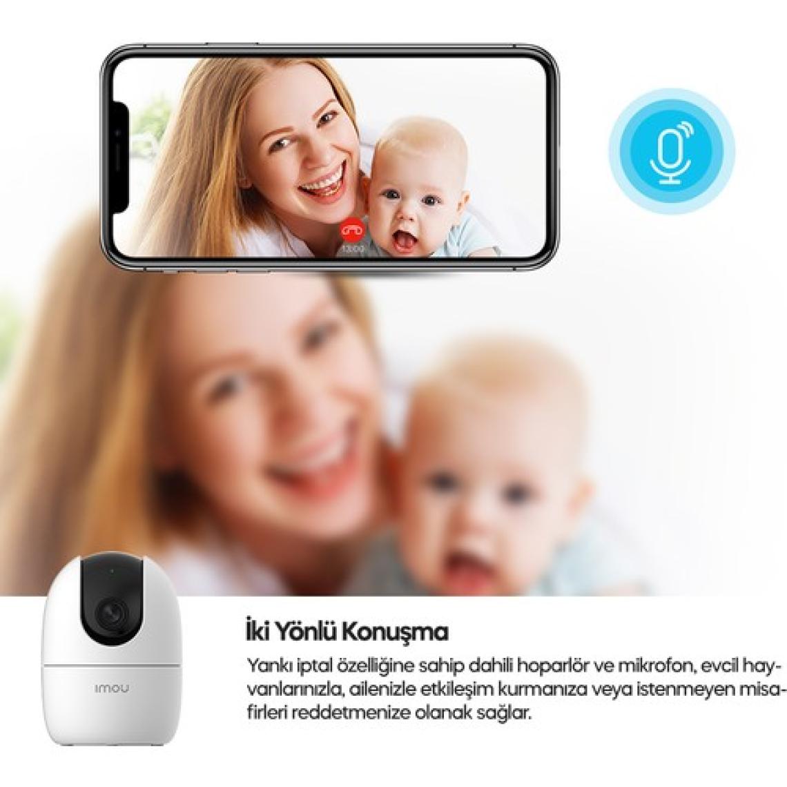 IMOU Ranger 2 İç Ortam Akıllı WiFi PT Kamera/2 MP-Gece Görüşü-360° Hareket-İnsan Algılama-İki Yönlü Konuşma-SD Kart Desteği-ONVIF-Bulut(IPC-A22EP)
