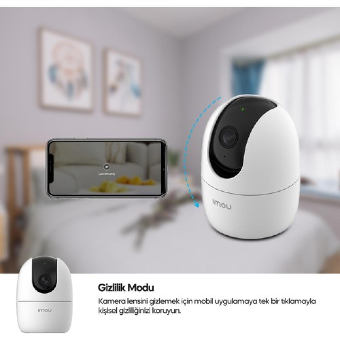 IMOU Ranger 2 İç Ortam Akıllı WiFi PT Kamera/2 MP-Gece Görüşü-360° Hareket-İnsan Algılama-İki Yönlü Konuşma-SD Kart Desteği-ONVIF-Bulut(IPC-A22EP)