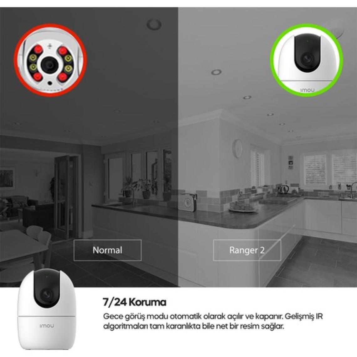 IMOU Ranger 2 İç Ortam Akıllı WiFi PT Kamera/2 MP-Gece Görüşü-360° Hareket-İnsan Algılama-İki Yönlü Konuşma-SD Kart Desteği-ONVIF-Bulut(IPC-A22EP)