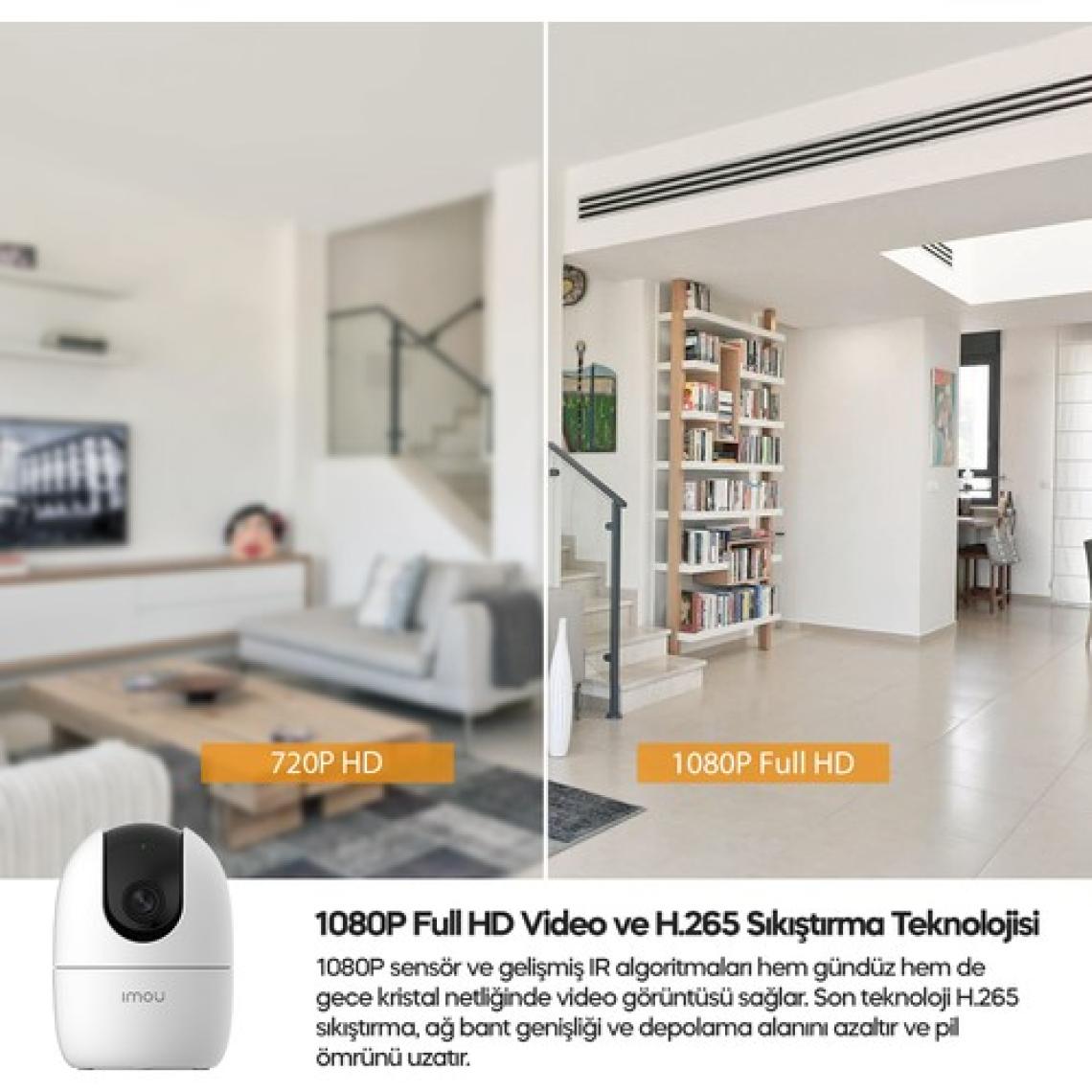IMOU Ranger 2 İç Ortam Akıllı WiFi PT Kamera/2 MP-Gece Görüşü-360° Hareket-İnsan Algılama-İki Yönlü Konuşma-SD Kart Desteği-ONVIF-Bulut(IPC-A22EP)