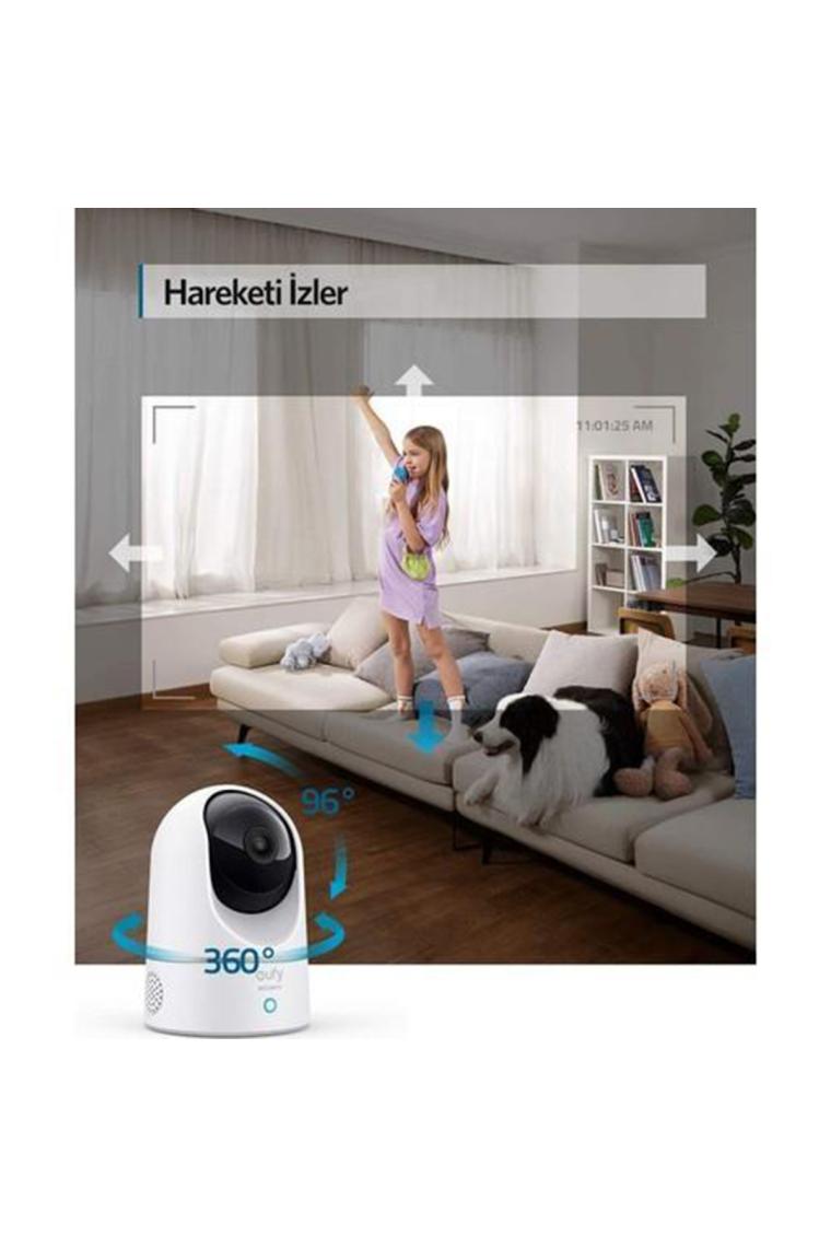 Eufy Security 360 Derece Dönebilen Kızılötesi Gece Görüşlü Ip Kamera 2k Hd Çözünürlük - T8410