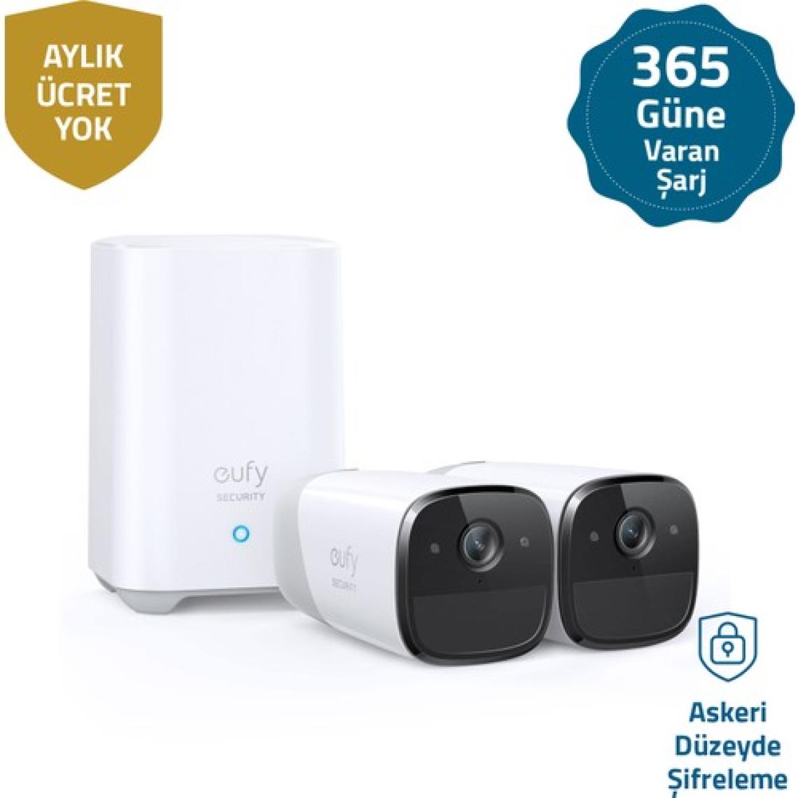 Anker Eufy Security Eufycam 2 Pro Kablosuz Akıllı Güvenlik ve 2K Kamera Sistemi 2 Kamera 1 Ana Ünite Kiti - T8851 (Anker Türkiye Garantili)