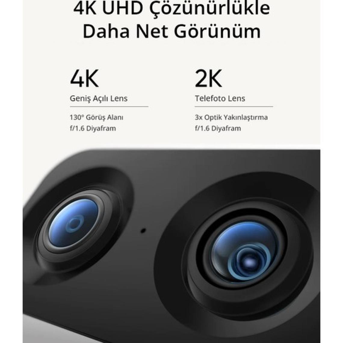 Anker Eufy Security Çift Lensli 4K UHD 360 Derece Dönebilen Kızılötesi Gece Görüşlü Akıllı IP Kamera S350 - 8x Zoom - 360° PTZ - Wi-Fi 6 - Yapay Zekalı Kamera (Anker Türkiye Garantili)
