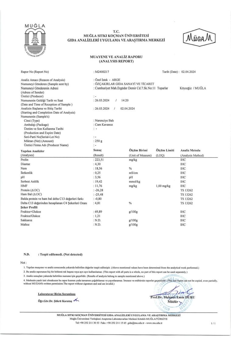 Narenciye Balı 450 G Cam Kavanoz