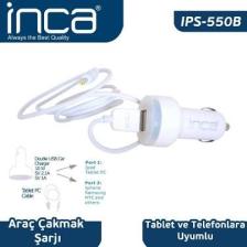 Inca Univarsal Tablet Uyumlu Araç Şarjı Beyaz Renk Ips-550B