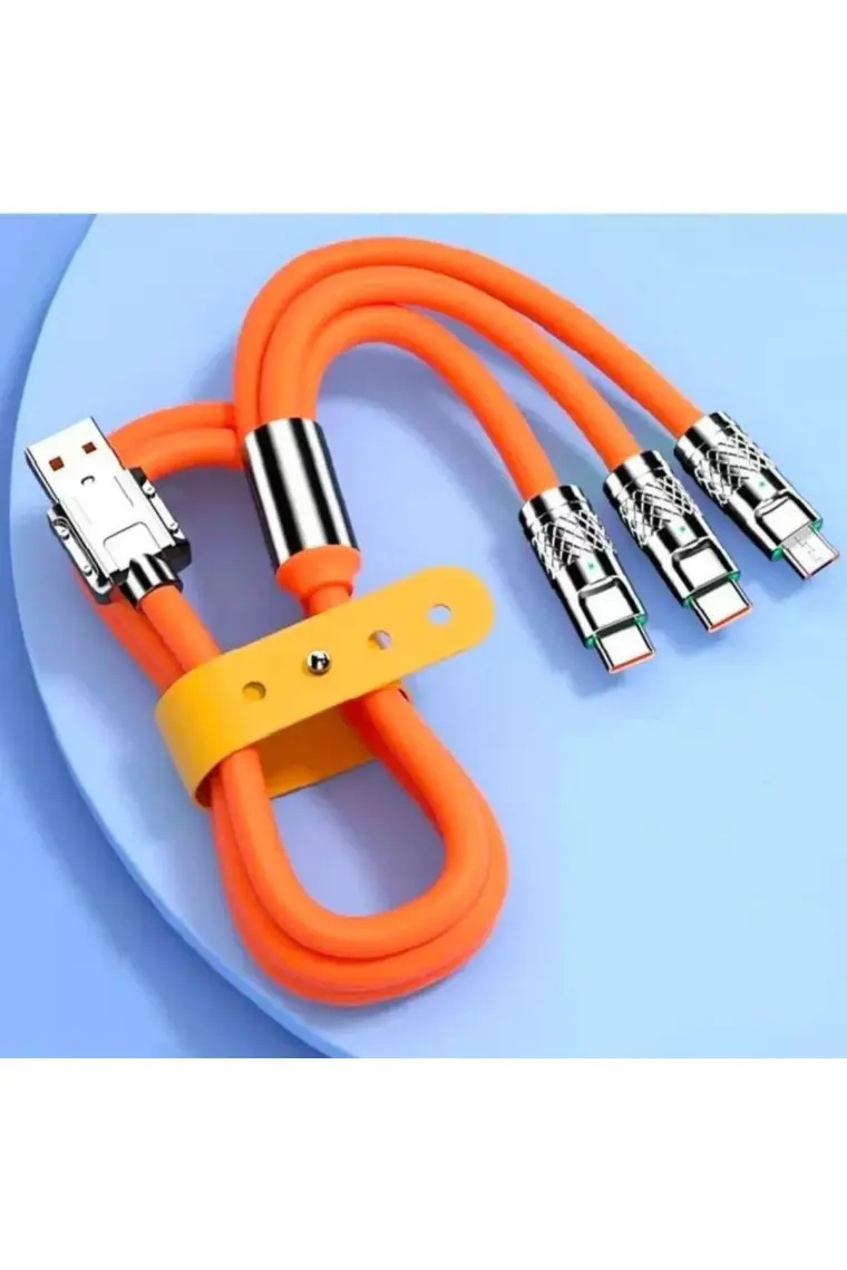 Buffer Buffer® 3 In 1 Type-C + Micro USB + Lightning Hızlı Şarj Kablosu Silikon Kablo 1 Metre