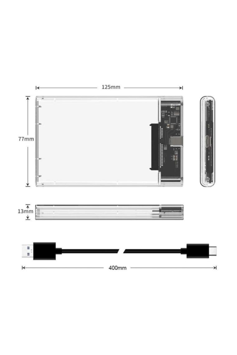 4389 2.5 Sata Type C Usb 3.1 Usb 3.0 Şeffaf Harici Ssd Hdd Hard Disk Kutusu