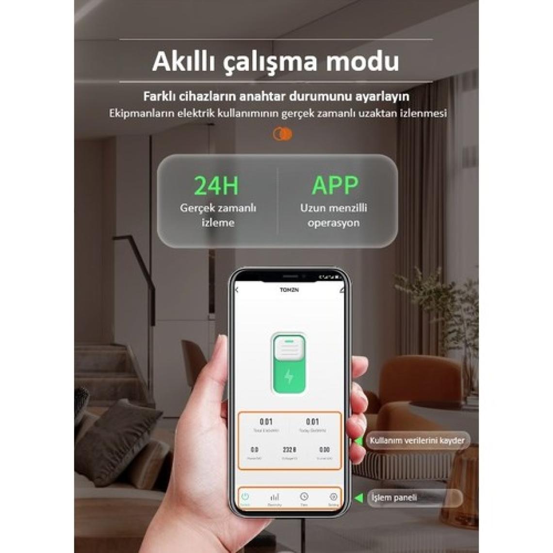 Tomzn Akıllı Sigorta Uzaktan Kumanda Özellikli Dahili Enerji Ölçerli ve Sayaçlı Dahili Kontaktör Voltmetre Ampermetre Zaman Rölesi 63A TOB9-63M