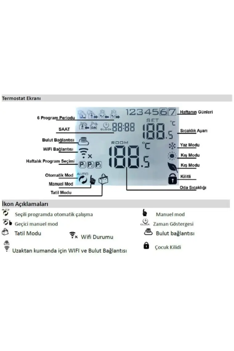 Alpsmart As880K Wifi Akıllı Uzaktan Kombi Kontrol Ünitesi (Kablolu) Tuya Uyumlu