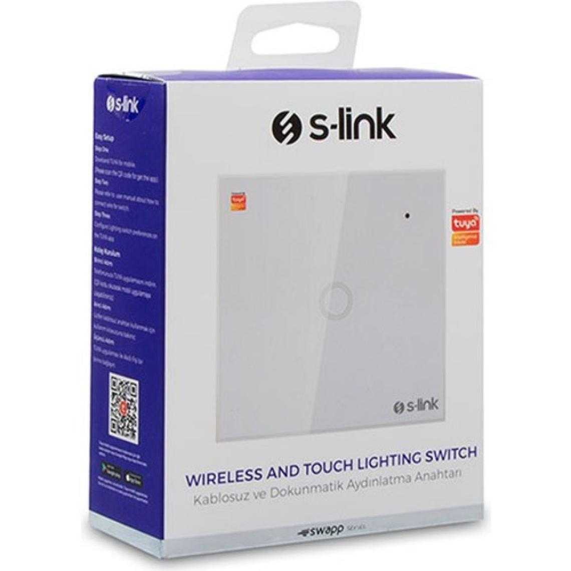 S-Link Swapp SL-EG31 Kablosuz ve Dokunmatik Aydınlatma Anahtarı 1li Wifi Tuya Destekli