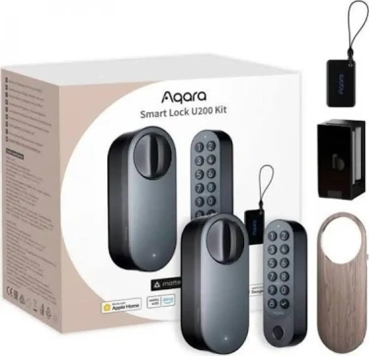 Aqara Akıllı Kapı Kilidi U200 Kit - Siyah EL-D02D-B (Apple Home - Matter Destekli)