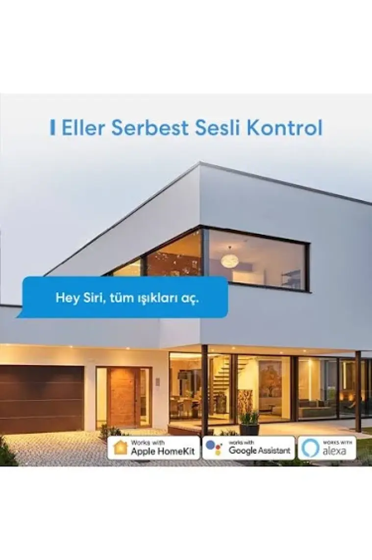 Meross Wi-Fi Uzaktan Kontrollü Tek Yönlü Dokunmatik Dört Adet Akıllı Duvar Anahtar Seti