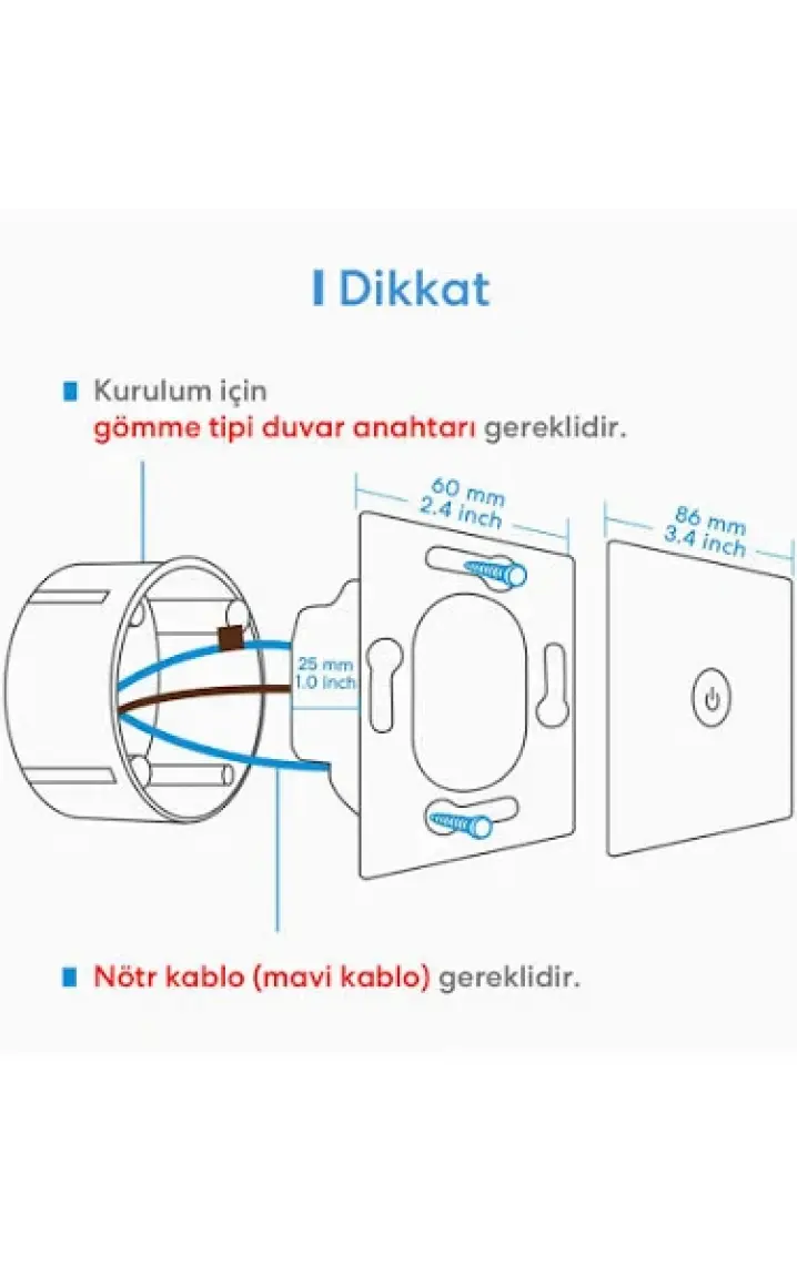 Meross Wi-Fi Uzaktan Kontrollü Tek Yönlü Dokunmatik Dört Adet Akıllı Duvar Anahtar Seti