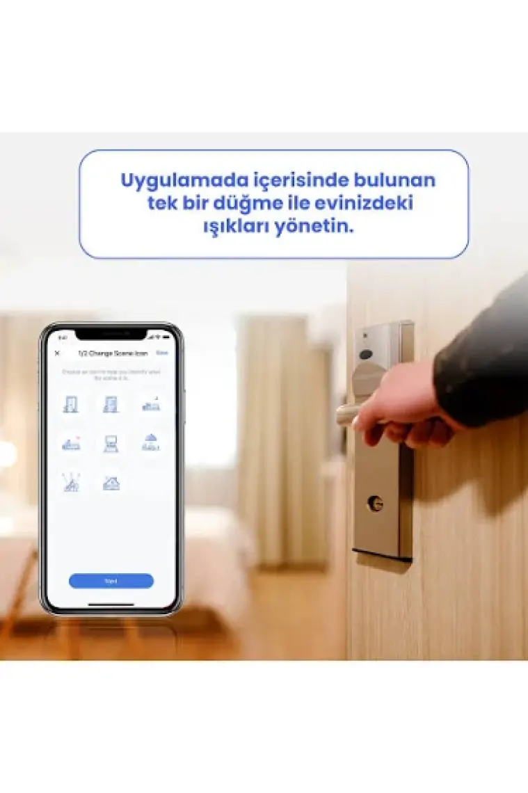 Meross Wi-Fi Uzaktan Kontrollü Tek Yönlü Dokunmatik Dört Adet Akıllı Duvar Anahtar Seti