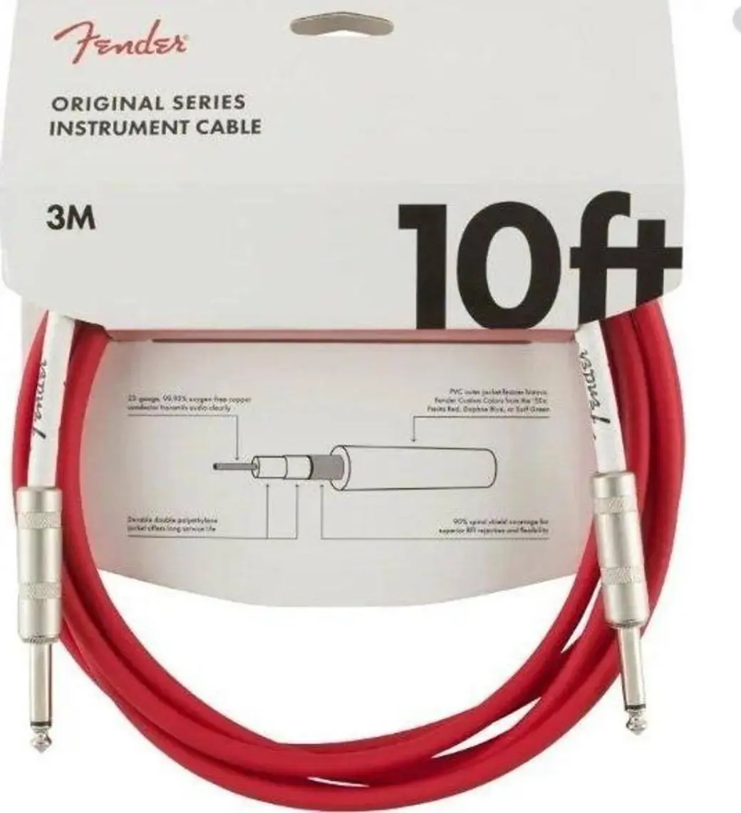 Fender Original Series Instrument Cables 3 Metre - Fiesta Red Enstrüman Kablosu