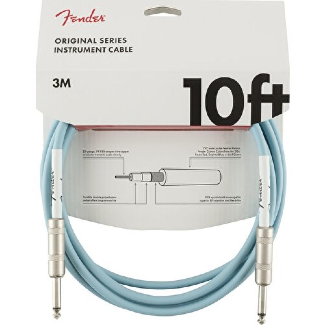 Fender Original Series Instrument Cables 3 Metre - Daphne Blue Enstrüman Kablosu