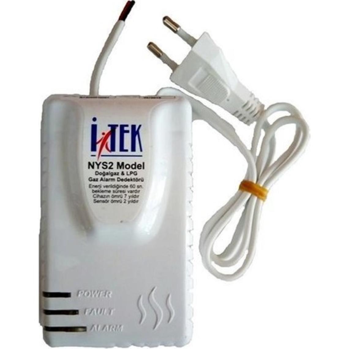 İtek NYS Doğal Gaz Alarm Dedektörü - Sesli ve Işıklı Uyarı, Ev Kullanımı için 220V, Beyaz