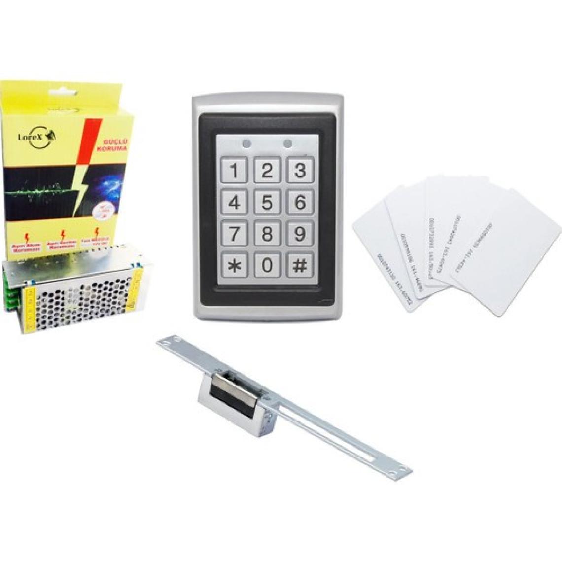 Lorex Lr-Dph2 Dış Ortam Kartlı & Şifreli Kapı Otomatiği – Kilidi ve Lorex LR-ES12SC Elektrikli Kilit Karşılığı Lorex LR-GUCSW10 12V 10A Switch Mode Smps Güvenlik Kamera Adaptörü ve 10 Tane Kart