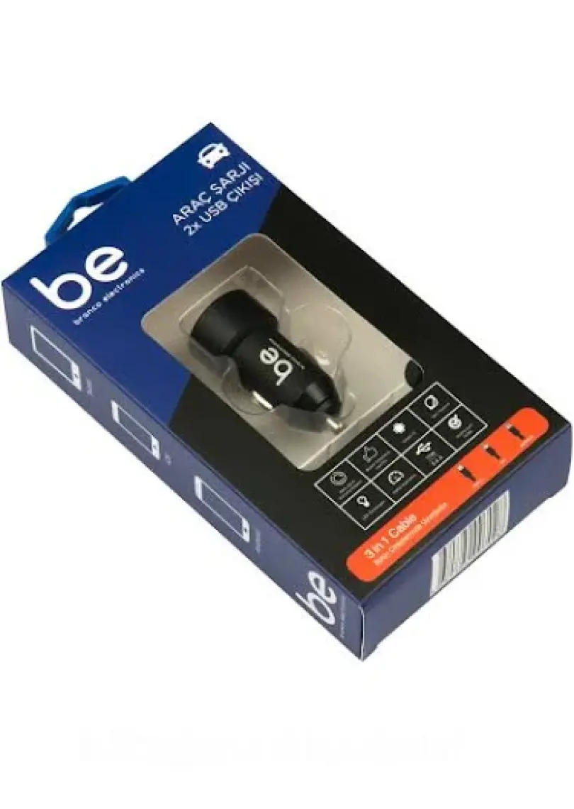 Branco SN-317 Araç Şarjı ve 3 in 1 Şarj Kablosu (Lightning, Micro USB, Type-C)