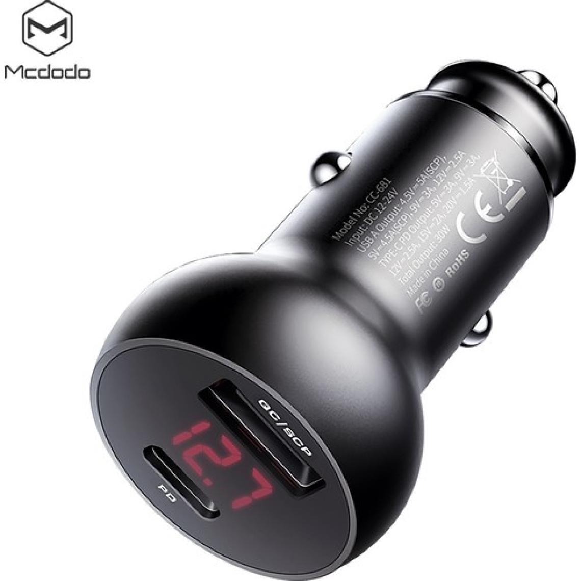 Mcdodo CC-6810 30W 1xpd 1xusb Girişli Araç Çakmak Şarj 5A Siyah
