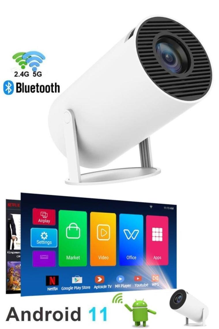 Torima Hy300 Pro Taşınabilir Sinema Projeksiyon 720p Ev Sineması Bluetooth Android 11 Akıllı Projektör