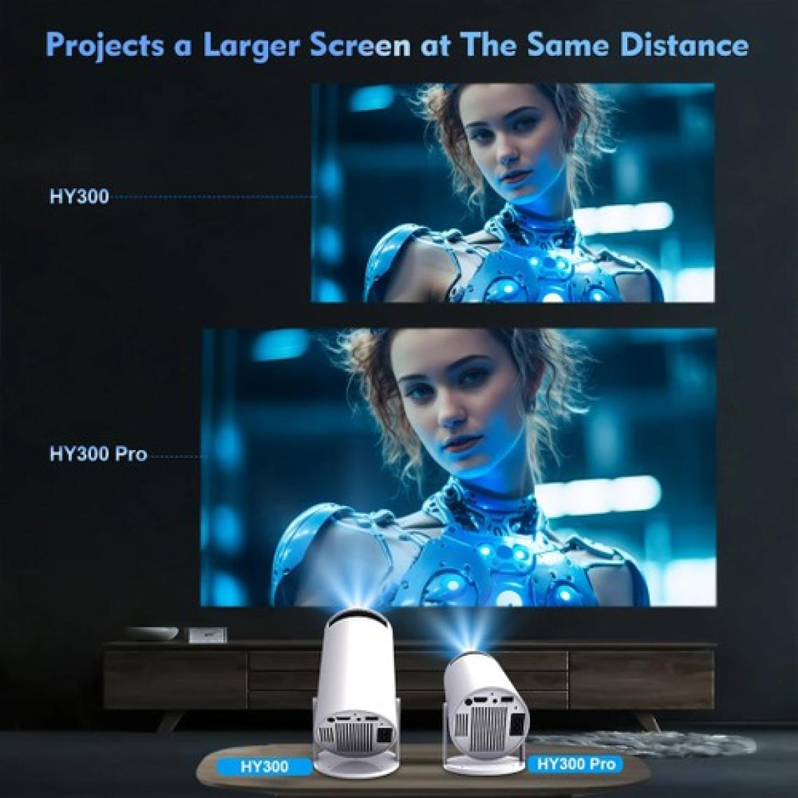 Idragon® HY300PRO Yeni Sürüm, Hızlı İşlemci, 4K Destekli Android 12 Akıllı Projeksiyon Cihazı 200ANSI 130 Inç Ekran Wifi Bluetooth HDMI