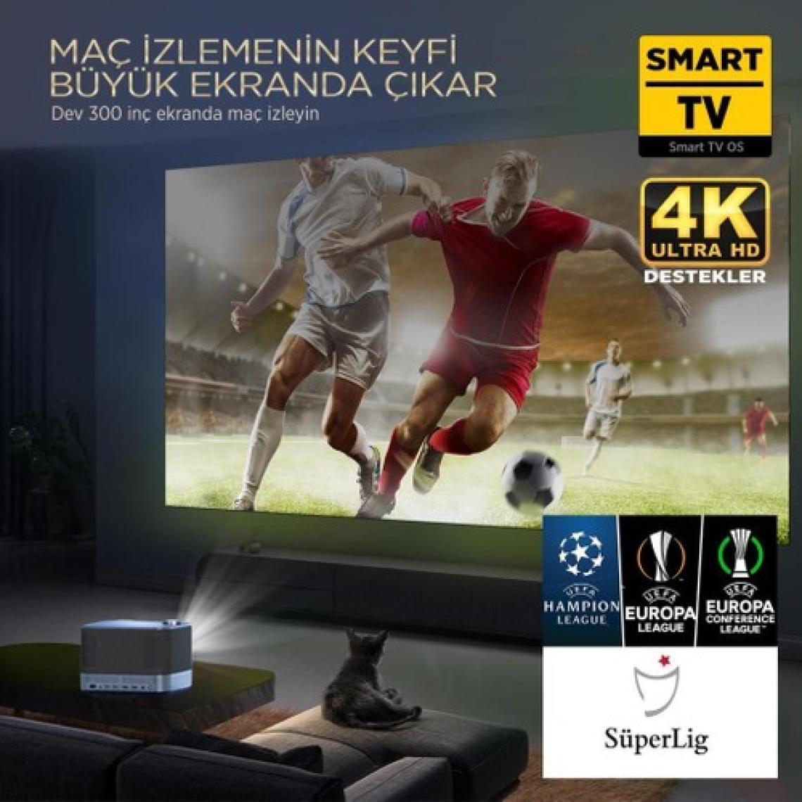 Vankyo Aurzen Boom 3 4K Android Projeksiyon Cihazı + Auto Focus + Auto Keystone + 6g Wifi + 5.2 Bluetooth +300 Inç Yansıtma + 36W Hifi Dolby Ses Sistemi