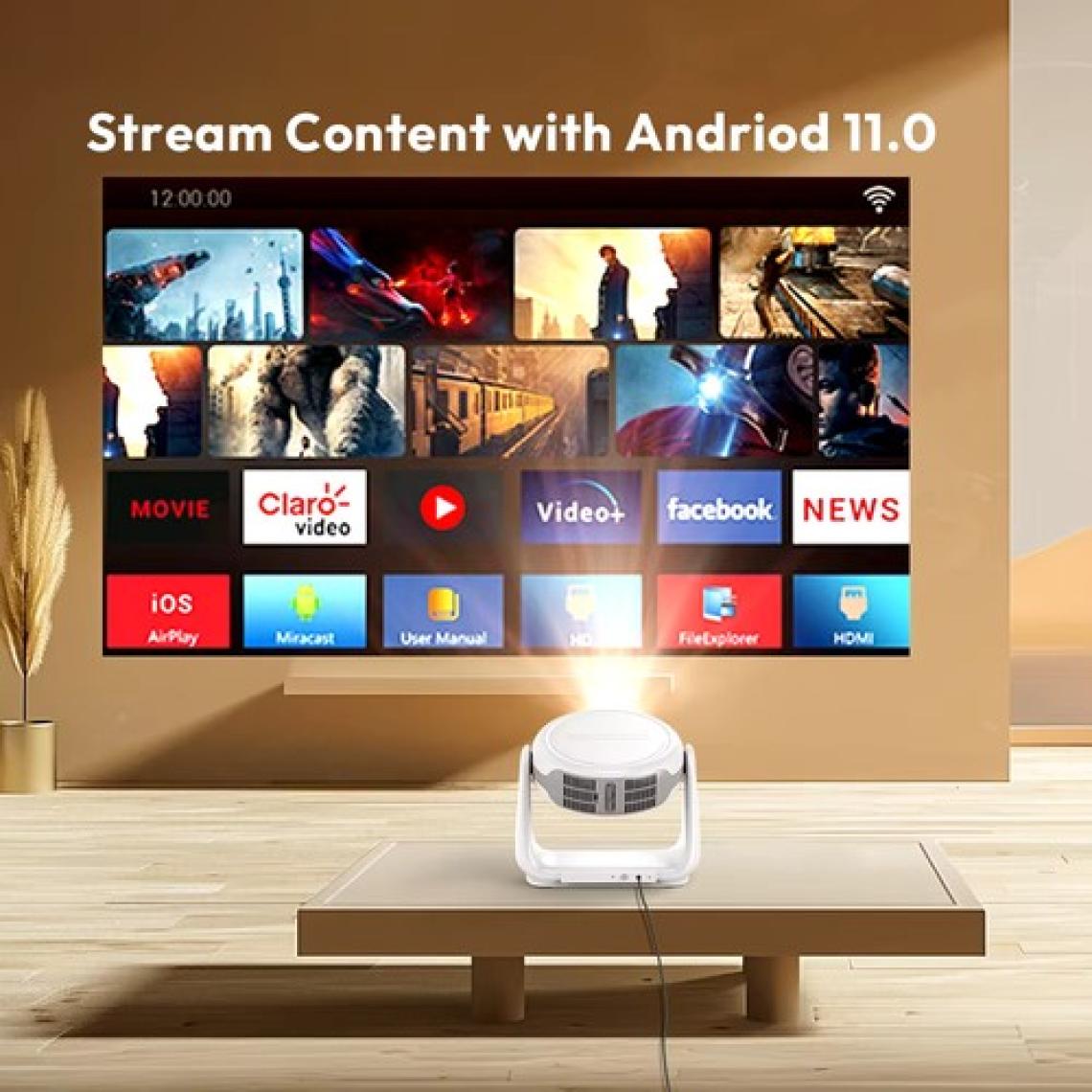 Airstorr K1 1080P 5g Wifi Taşınabilir Projektör 4K Hd Video Ev Sineması Projektörü