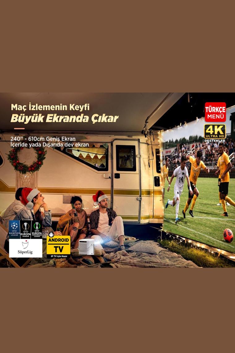 H300a Android Tv 4k Destekli Projeksiyon Cihazı Auto Focus Auto Keystone 6gwi-fi 5.2bluetooth