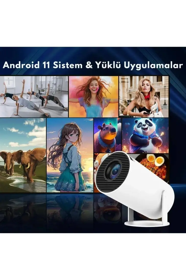 Turco HY300 Stargazer Android Projeksiyon Cihazı 720P 120ANSI Wifi Bluetooth Ev Sinema Projektörü