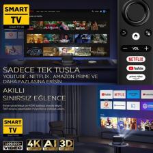 Vankyo Aurzen Boom 3 4K Android Projeksiyon Cihazı + Auto Focus + Auto Keystone + 6g Wifi + 5.2 Bluetooth +300 Inç Yansıtma + 36W Hifi Dolby Ses Sistemi